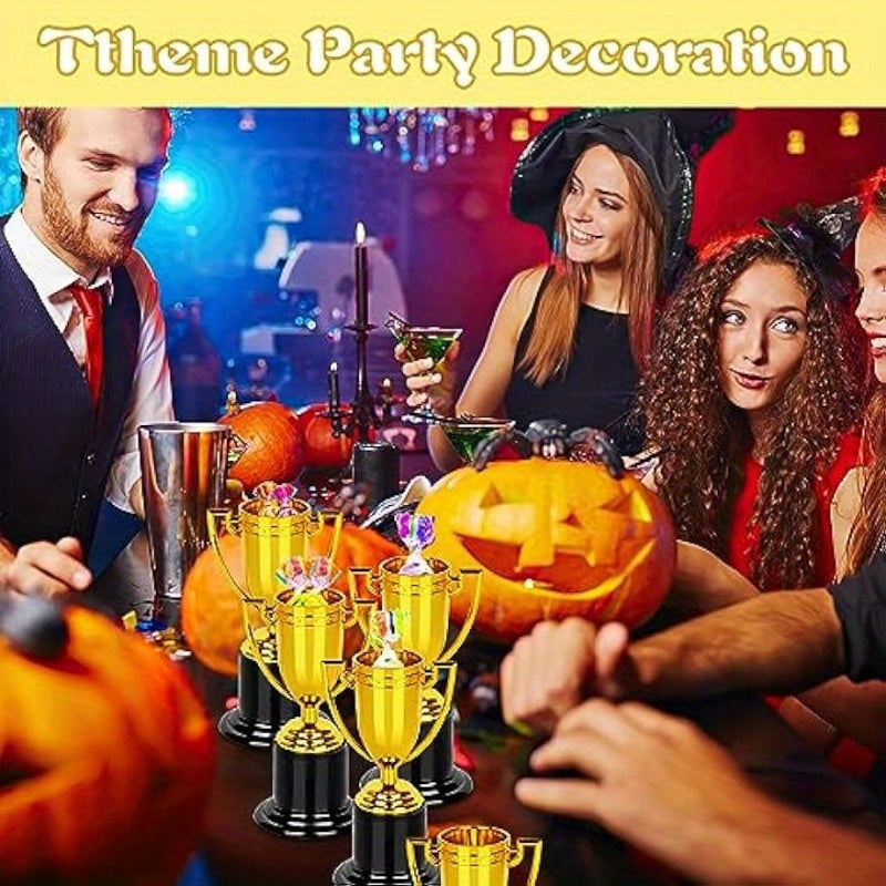 Mini Golden Plastic Trophies Set of 6-12 for Parties, Competitions