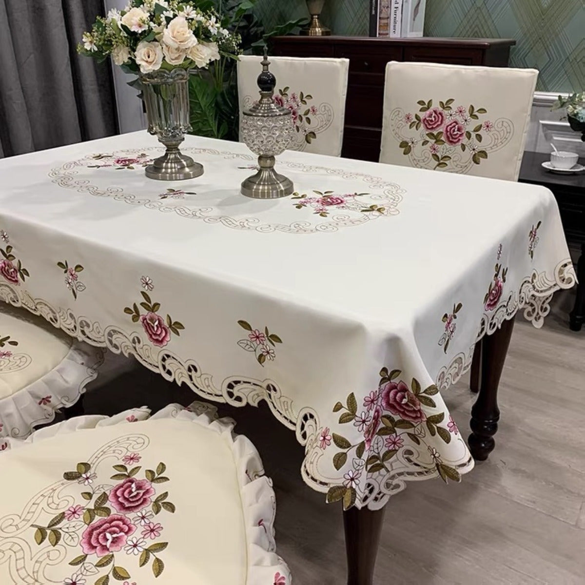 Embroidery Tablecloth Modern Rectangular Tea Tablecloth