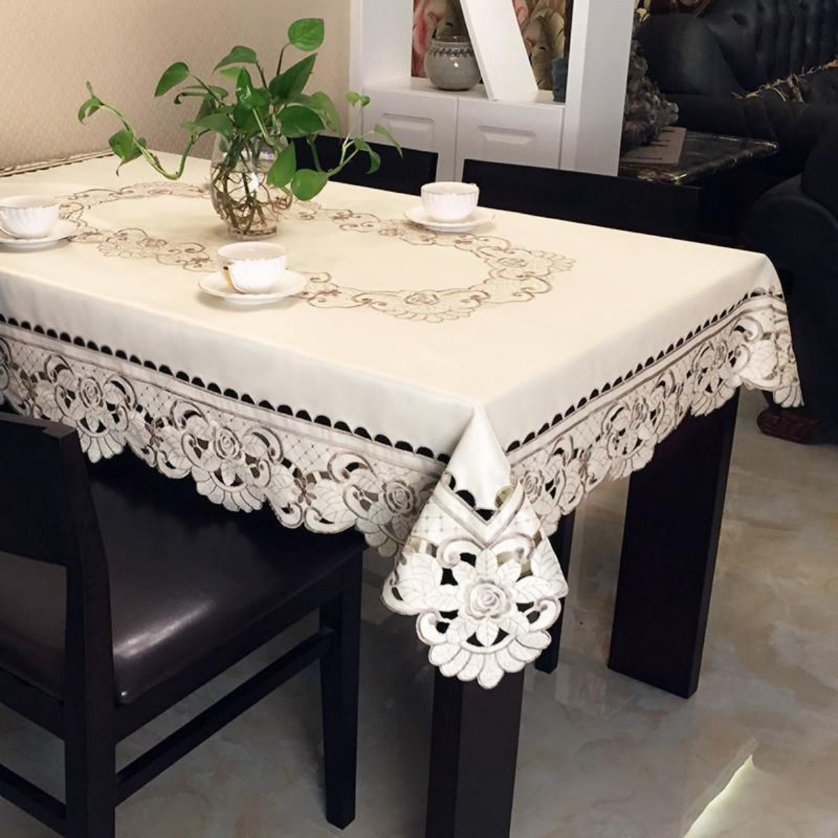 Embroidery Tablecloth Modern Rectangular Tea Tablecloth
