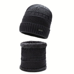 2pcs Winter Knitted Hat & Neck Gaiter Set Coldproof Pullover Couple