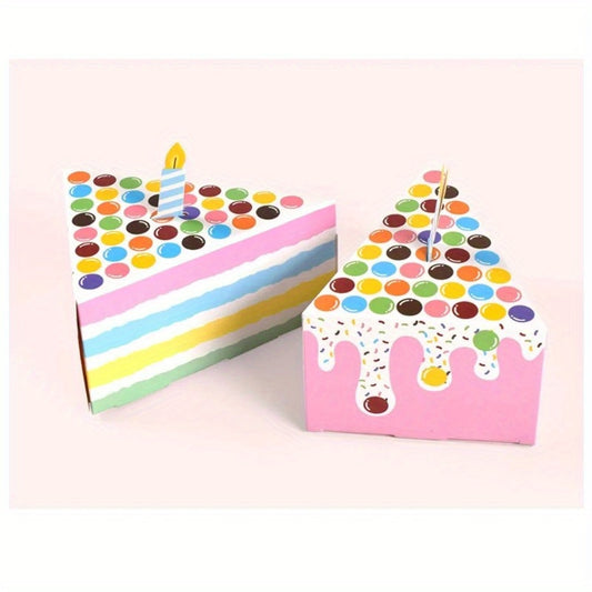 8pcs Triangle Cake Shape Pink Goodies Box Birthday Party Favor Supplies