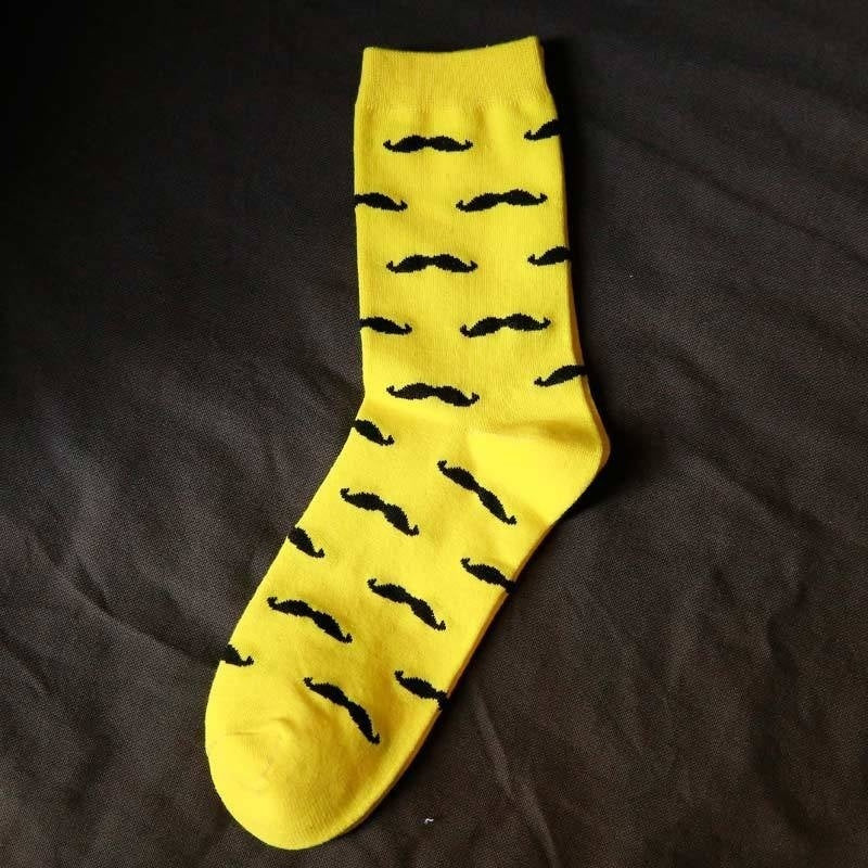 Men's Mustache Print Casual Cotton Socks
