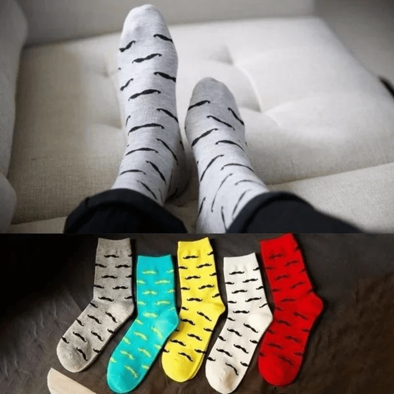 Men's Mustache Print Casual Cotton Socks