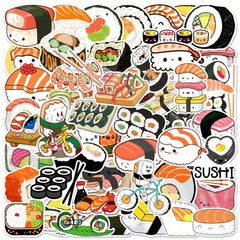 50pcs Cartoon Sushi Food Stickers for Stationery Laptops Water Cups Mobile Cases