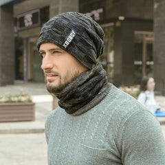 Winter Beanie Hat & Scarf Set Knitted Hat For Men And Women