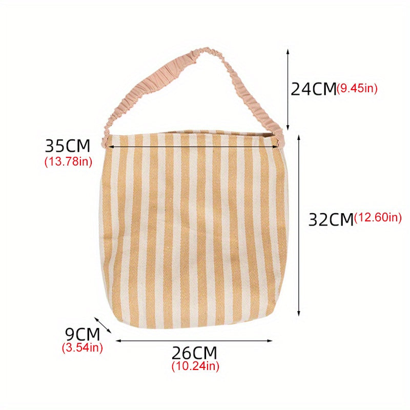 Retro Stripe Outdoor Tote Bag Large Capacity Schoolbag