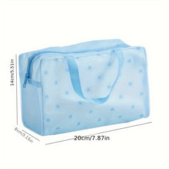5pcs Transparent Flower Pattern Square Makeup Bags with Zipper Handle