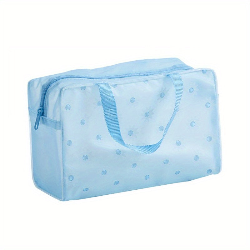 5pcs Transparent Flower Pattern Square Makeup Bags with Zipper Handle