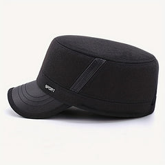Winter Warm Thickened Hat Military Flat Top Cap With Earflaps Men's Hat