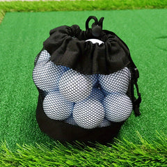 Golf Mesh Bag Single Side Drawstring Strap w/ Pocket