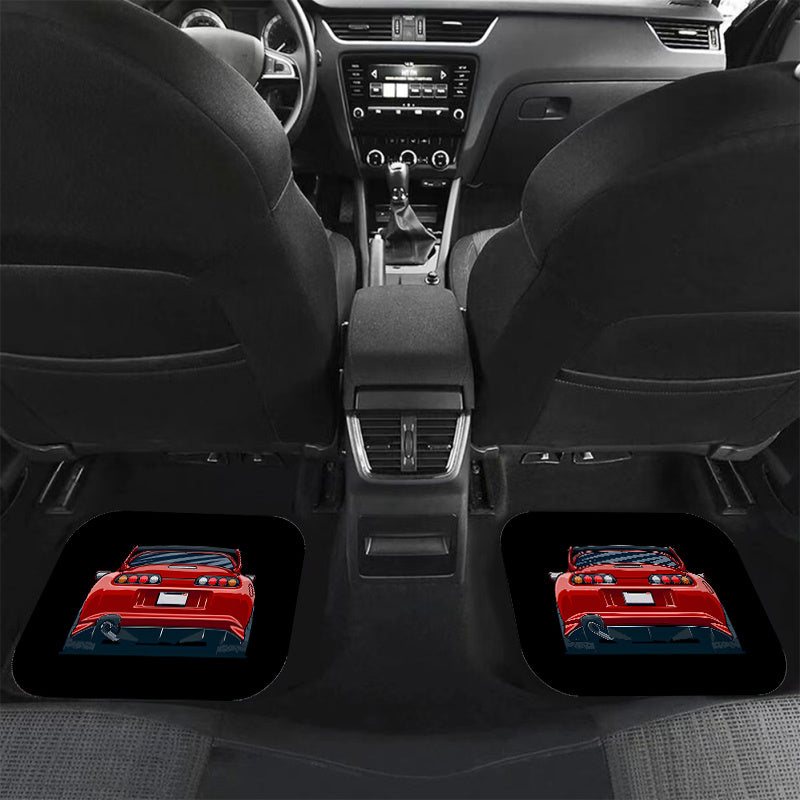 4pcs Red Sport Car Pattern Seat Cover Set Car Interior Accessories