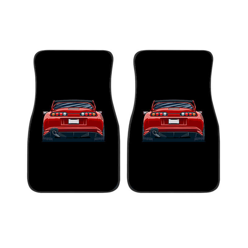 4pcs Red Sport Car Pattern Seat Cover Set Car Interior Accessories