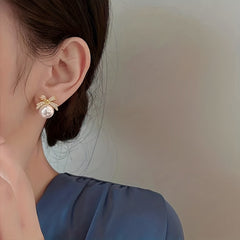 2 Packs Bowknot & Faux Pearl Stud Earrings