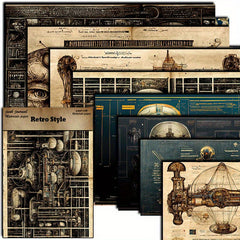 8pcs Cyberpunk Retro Journal Decoration DIY Tools Stationery Arts Crafts
