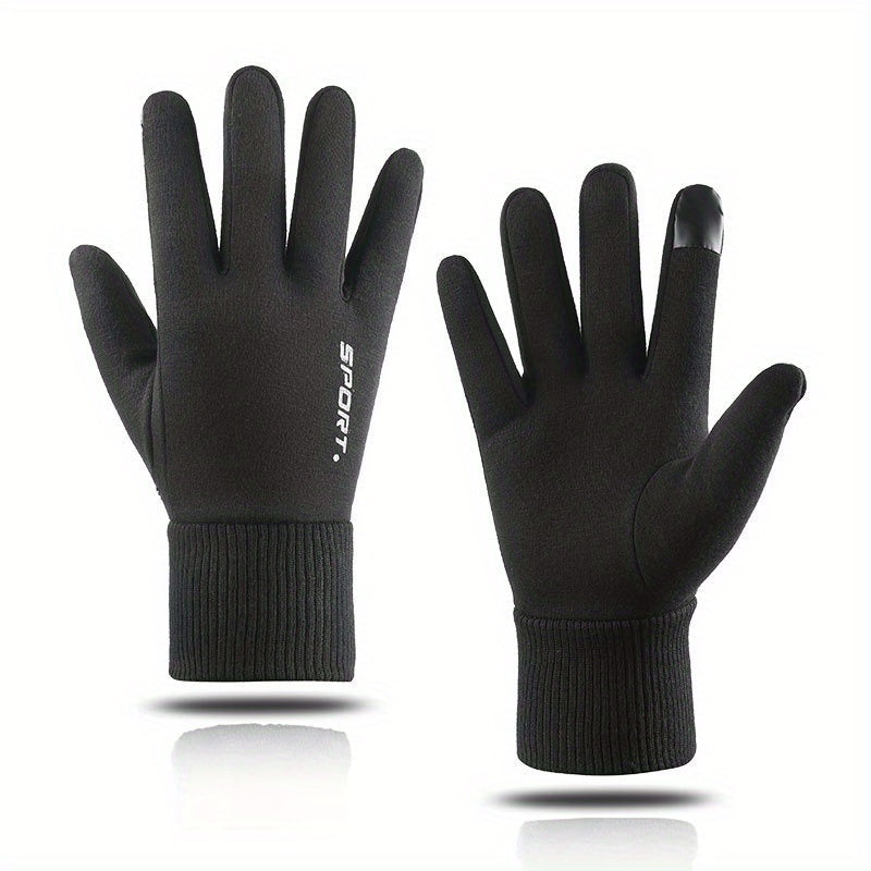 Non-slip Breathable Cycling Gloves Touchscreen Windproof Plush Knitted Gloves