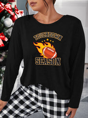  Fired Rugby & Letter Print Lounge Top