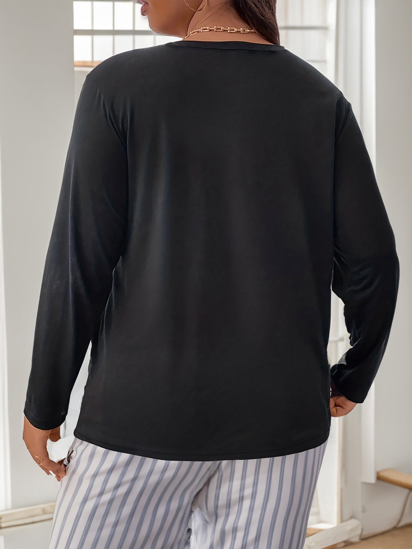  Leopard Heart & Rugby Graphic Long Sleeve Lounge Top