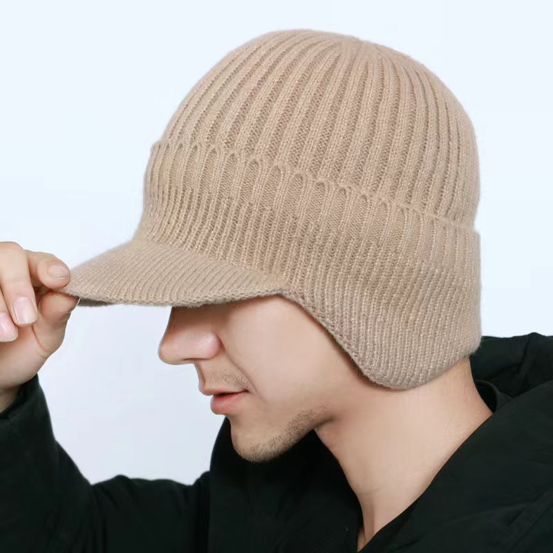 Men's Knitted Warm Hat With Ear Protection Winter Plush Cap