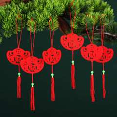 6pcs Red Lanterns Decoration Chinese New Year Pendants Spring Hanging Ornament