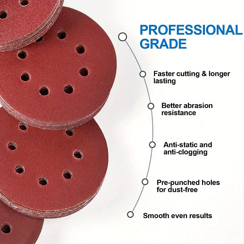 10pcs 125mm Sanding Discs 8 Hole Hook Loop Sandpaper 40-3000 Grit Abrasive