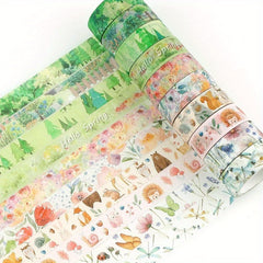 Spring Themed Washi Tape, Watercolor Patterns, Decorative Tapes
