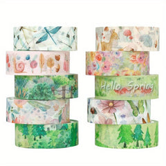 Spring Themed Washi Tape, Watercolor Patterns, Decorative Tapes