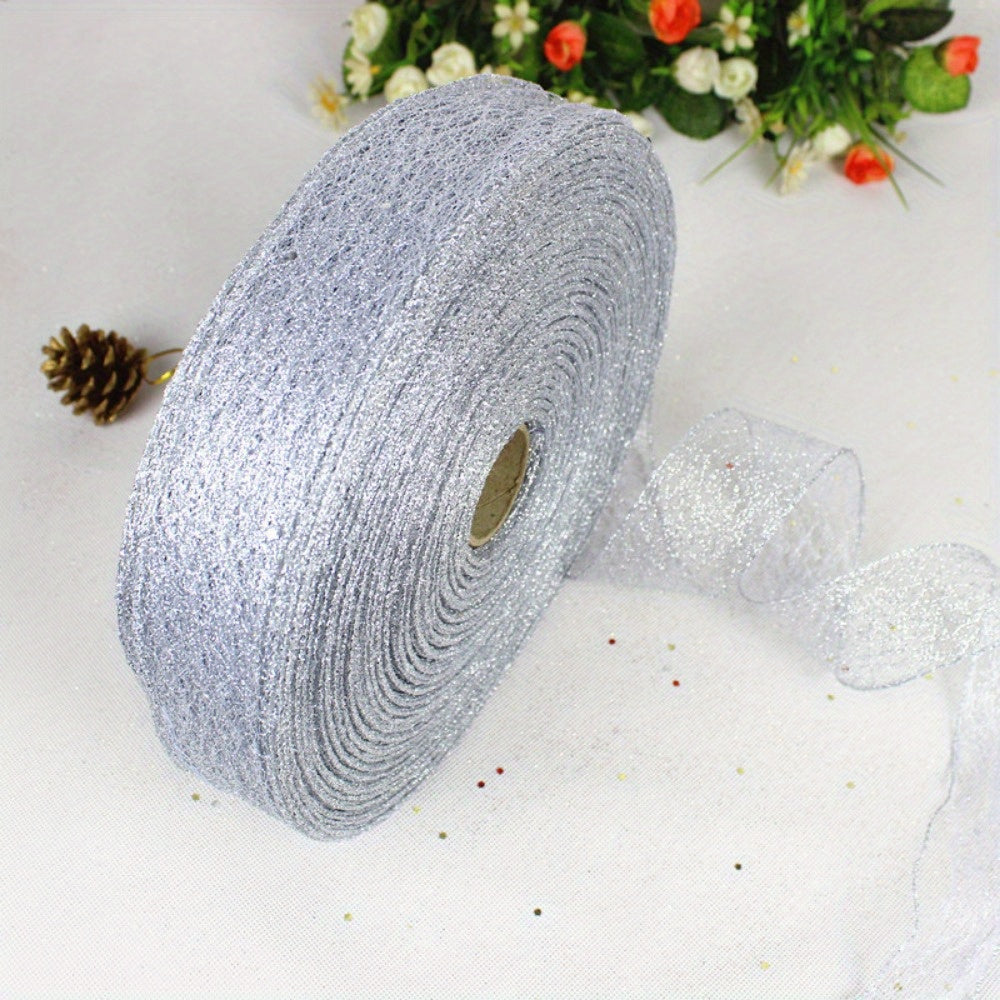 2m Mesh Ribbon Transparent Christmas Ribbon for Gift Wrapping DIY Crafts