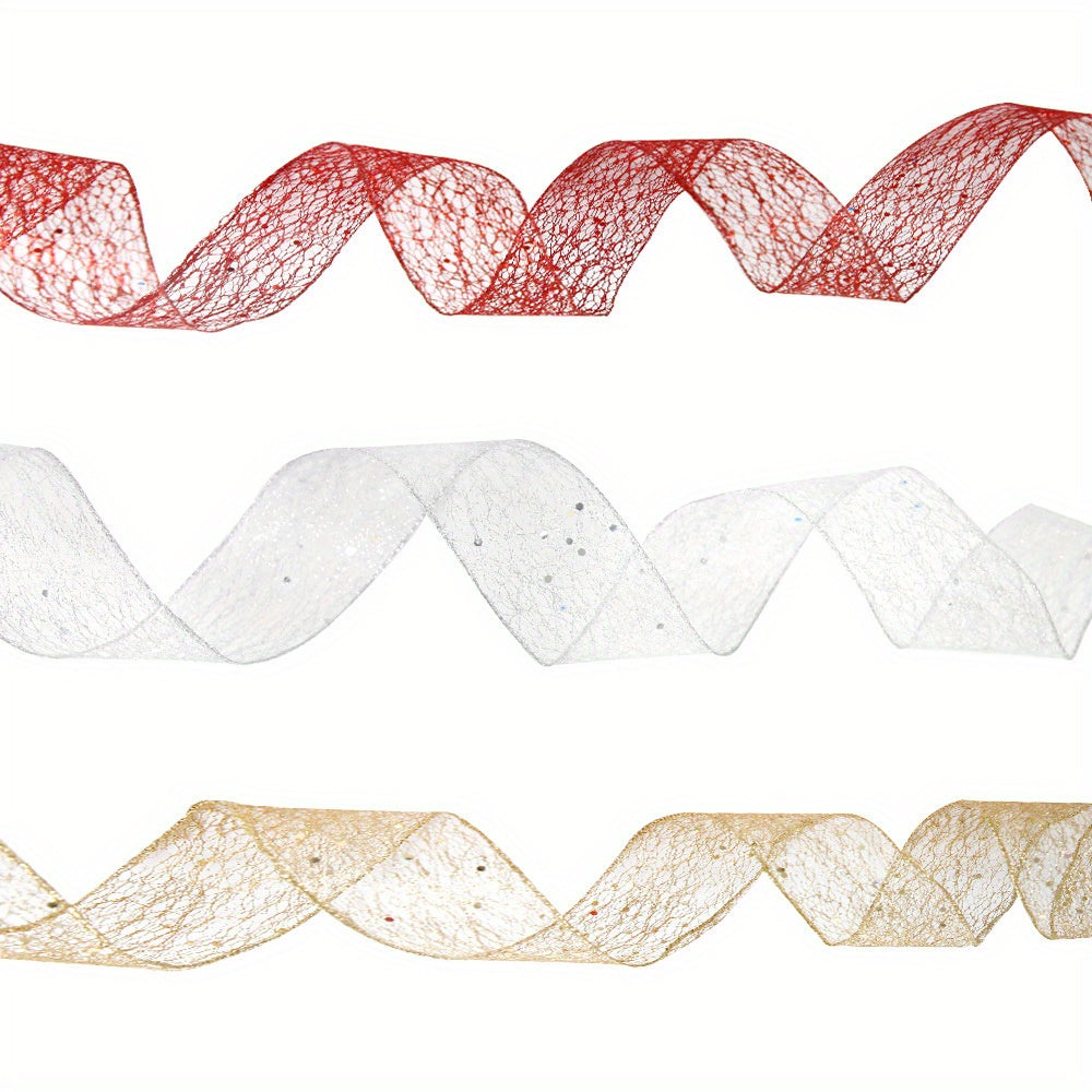 2m Mesh Ribbon Transparent Christmas Ribbon for Gift Wrapping DIY Crafts