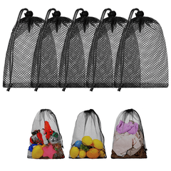 Durable Nylon Mesh Drawstring Laundry Bag for Beach Toys Swimming Camping Travel