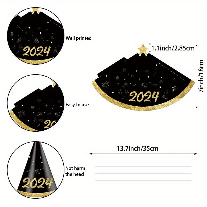 6pcs 3D Paper Cap Year Party Photo Props & Decoration