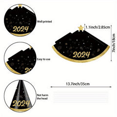 6pcs 3D Paper Cap Year Party Photo Props & Decoration