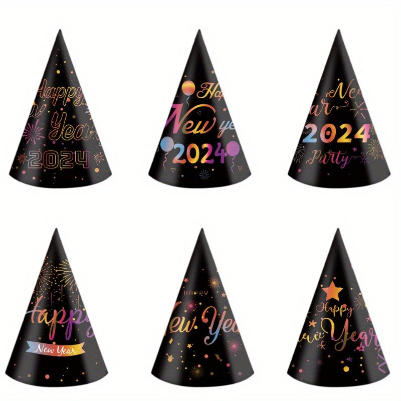 6pcs 3D Paper Cap Year Party Photo Props & Decoration