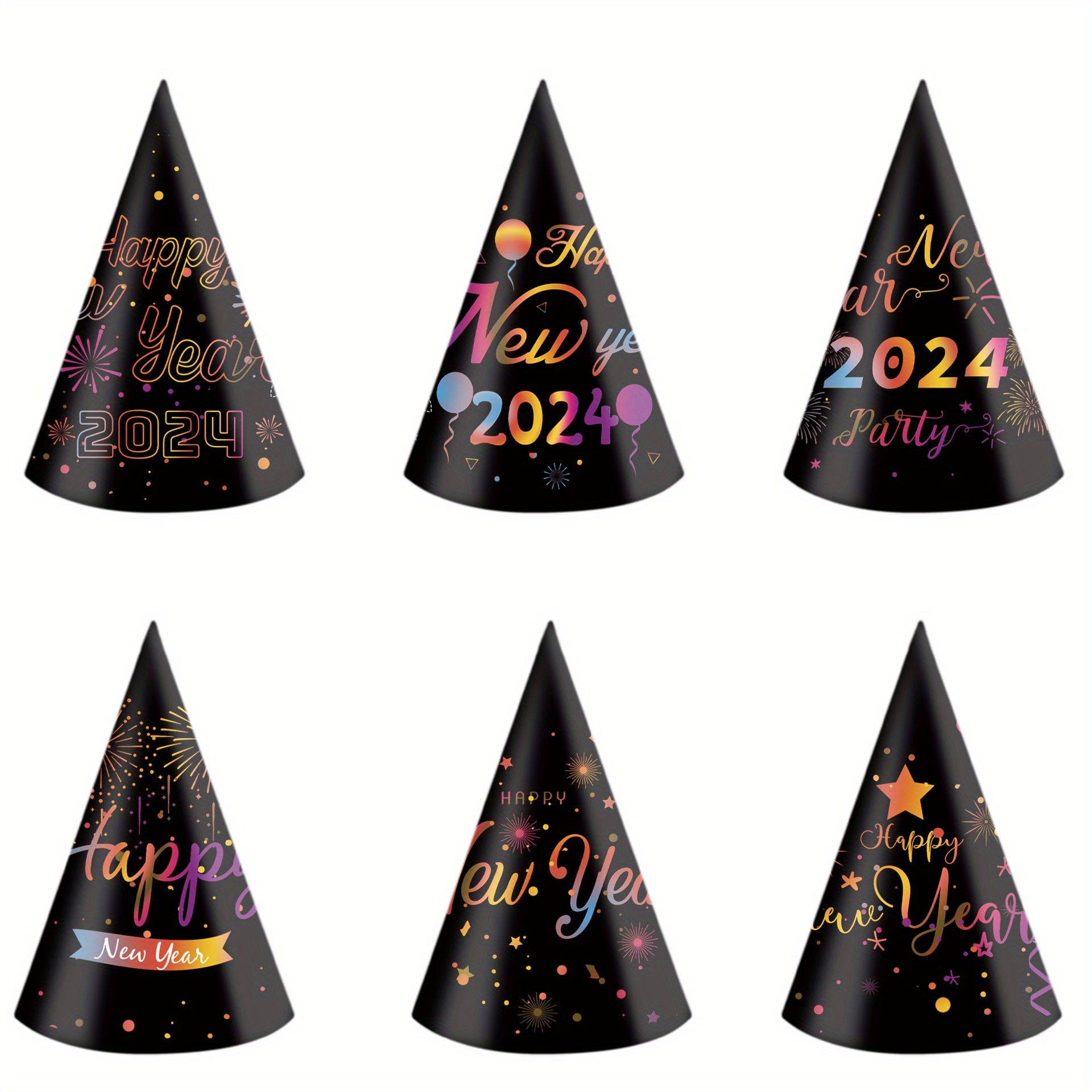 6pcs 3D Paper Cap Year Party Photo Props & Decoration