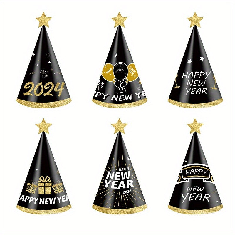 6pcs 3D Paper Cap Year Party Photo Props & Decoration