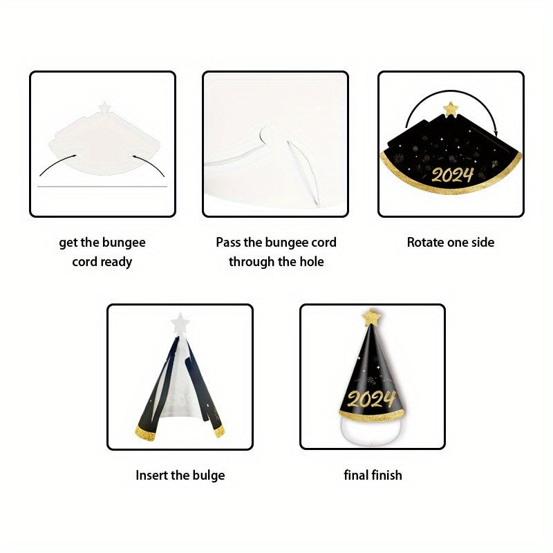 6pcs 3D Paper Cap Year Party Photo Props & Decoration
