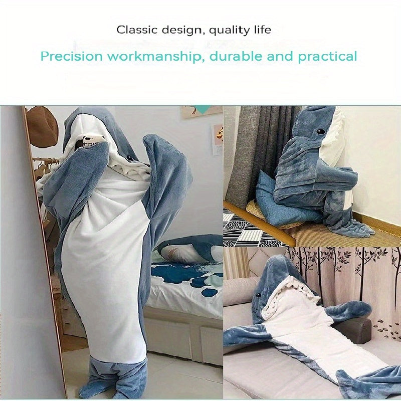 Shark Hoodie Sleeping Bag Pajamas Flannel Adult Soft Home