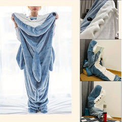 Shark Hoodie Sleeping Bag Pajamas Flannel Adult Soft Home