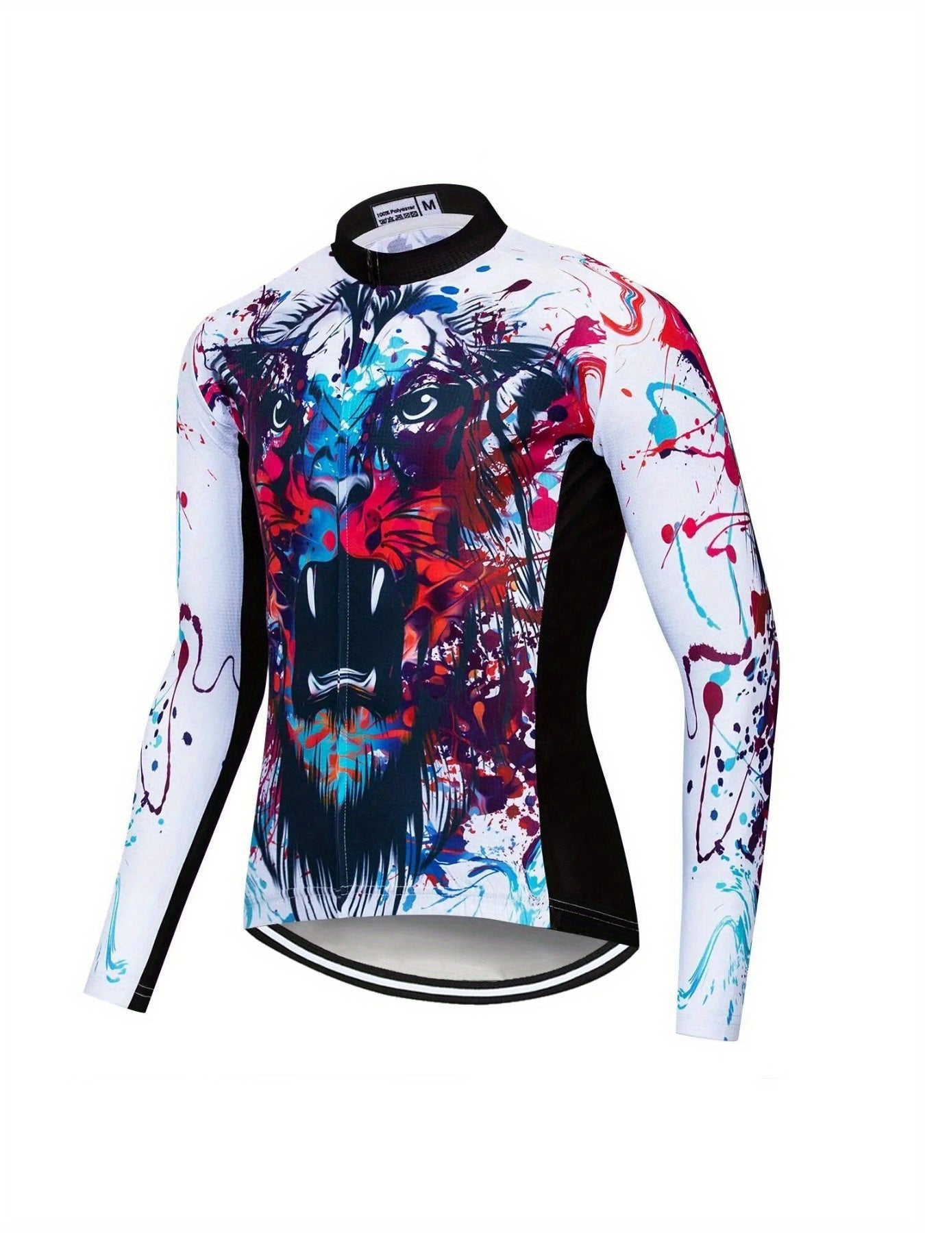 Men's Lion Print Long Sleeve Motorcycle Off road T shirt