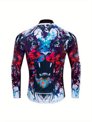 Men's Lion Print Long Sleeve Motorcycle Off road T shirt