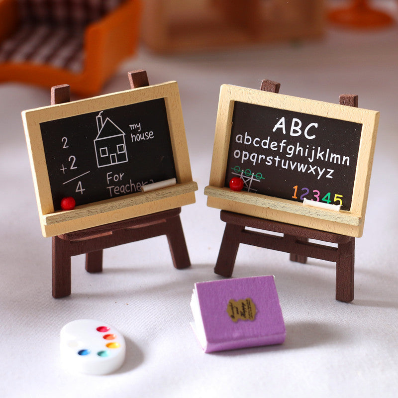 Dollhouse Painting Stand & Blackboard Scene Decor Ornaments