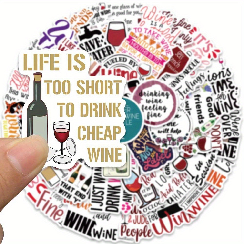 50pcs Wine Quotes Red Wine Culture Stickers for Luggage Guitar