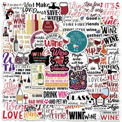 50pcs Wine Quotes Red Wine Culture Stickers for Luggage Guitar