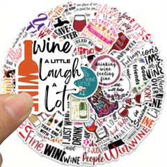 50pcs Wine Quotes Red Wine Culture Stickers for Luggage Guitar