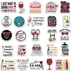 50pcs Wine Quotes Red Wine Culture Stickers for Luggage Guitar