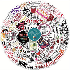 50pcs Wine Quotes Red Wine Culture Stickers for Luggage Guitar