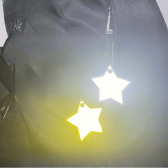 5pcs Reflective Pentagram Keychain Night Safety Ornament For Carabiner Backpack