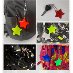 5pcs Reflective Pentagram Keychain Night Safety Ornament For Carabiner Backpack