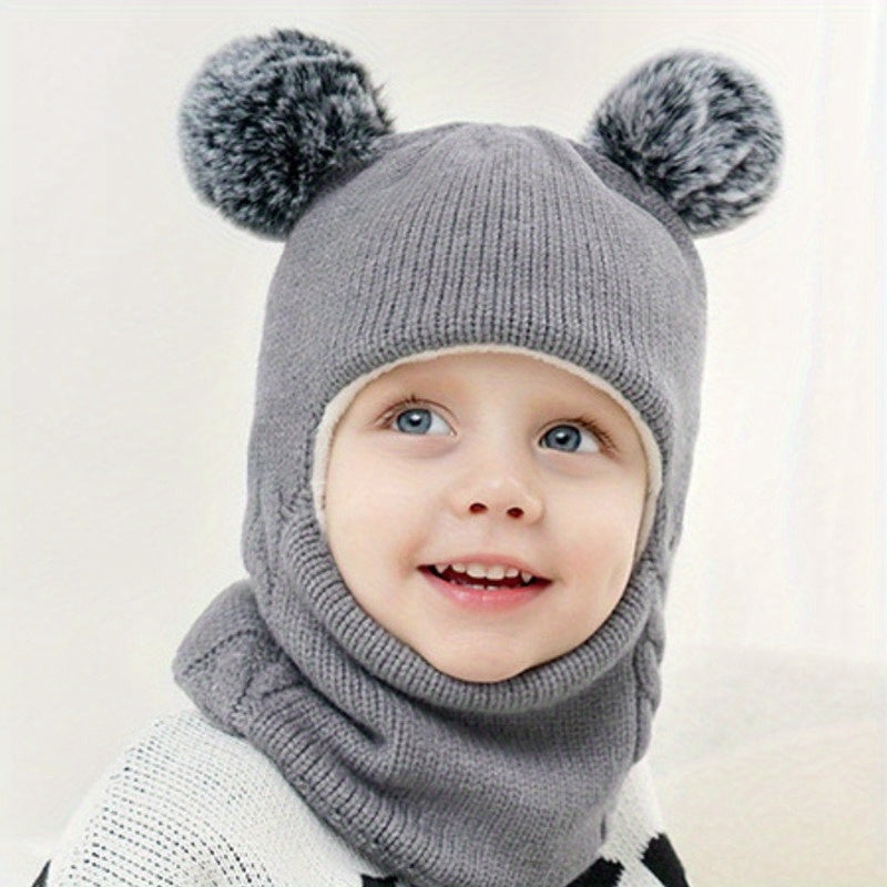 Ear Protection Hat 2 In 1 Knitted Hat And Scarf 1pc