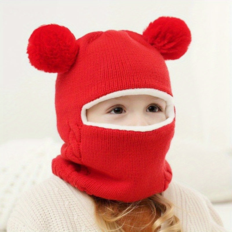 Ear Protection Hat 2 In 1 Knitted Hat And Scarf 1pc