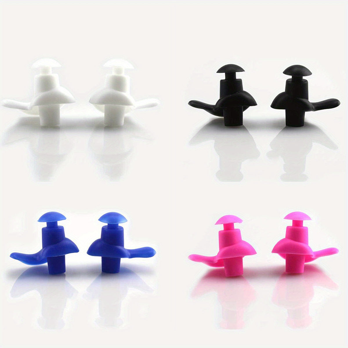 4 Pairs Reusable Silicone Ear Plugs for Swimming, Surfing, Kayaking